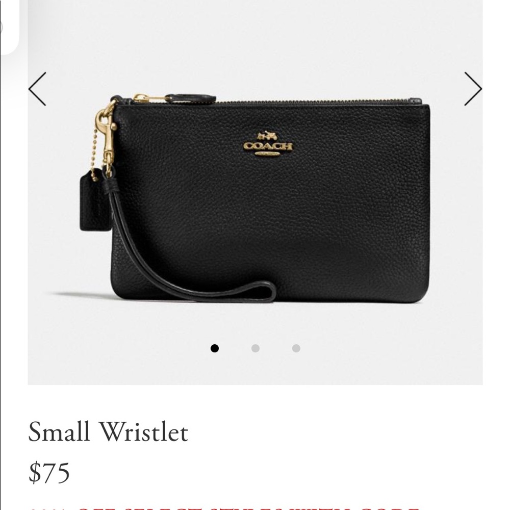 Black Small Coach Wristlet- New in box
